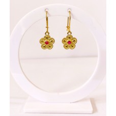 Ασημένια επίχρυσα βυζαντινά κρεμαστά σκουλαρίκια με ζιργκον (SE84)